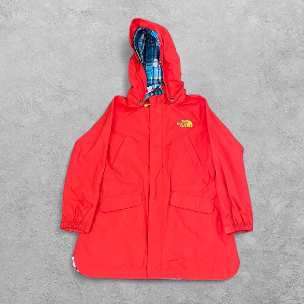 The North Face Kids Plaid Rain Jacket Red 6 Hooded Windbreaker Outdoor